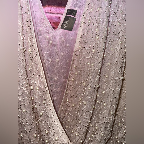 ASOS Pearl Embellished Angel Wrap Bodysuit Size US 18 - Picture 4 of 4